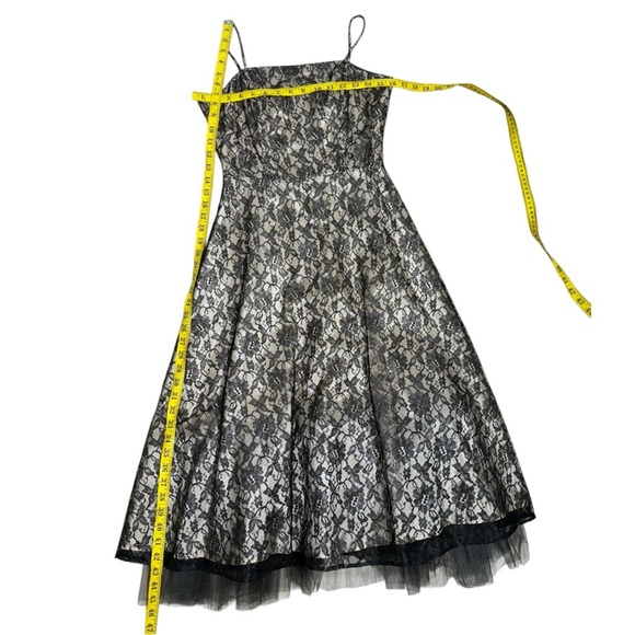 Vintage 90’s City Triangles black lace A line tea length dress size XS 0-2 - Picture 7 of 12